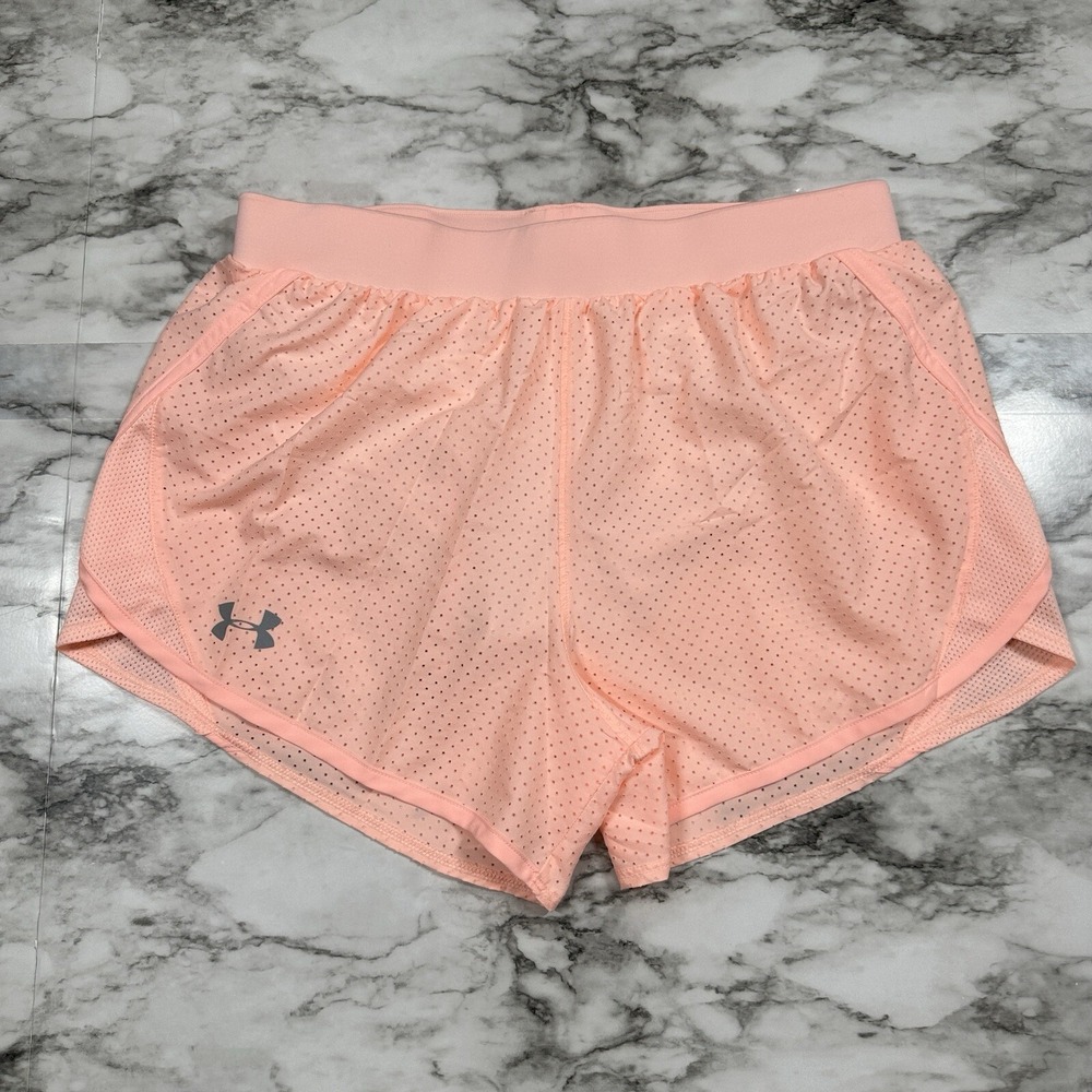 Under Armour Heatgear Loose Shorts Womens Size Small Peach Lined Drawstring Mesh